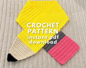 Crochet Pencil Scarf Pattern | DIY Scarf, Teacher Gift, Teacher Appreciation, Crochet Scarf