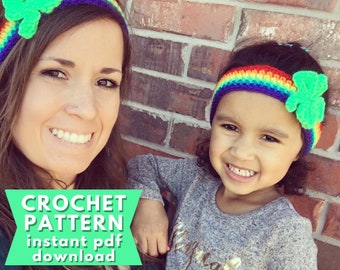 Crochet Lucky St. Patrick's Day Headband Pattern | DIY Green Rainbow Irish Luck