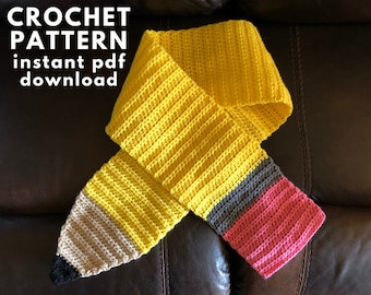 Crochet Pencil Scarf Pattern | DIY Scarf, Teacher Gift, Teacher Appreciation, Crochet Scarf