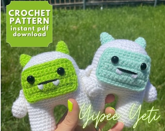 Modello Yippee Yeti all'uncinetto / Peluche mostro Amigurumi, giocattolo Yeti fatto a mano
