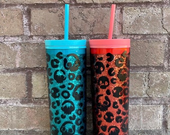 Leopard Skull Tumbler, Leopard, Skulls, Tumbler Cups, Tumbler With Straw, Tumbler Cups Glitter, Tumbler Water Glasses