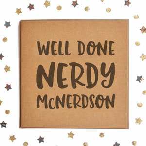 Goed gedaan Nerdy McNerdson Card, grappige Card, rustieke Card, Hipster Card, grap Card, afstuderen kaart, doorgegeven u kaart, de kaart van gefeliciteerd