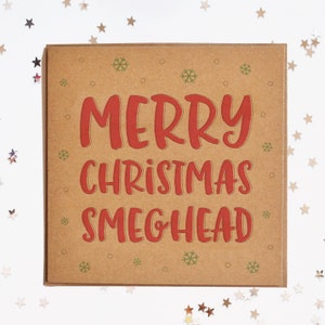 Cartolina di buon Natale Smeghead carta, cartolina di Natale divertente, rustico carta natale, Hipster, scherzo