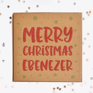 Merry Christmas Ebenezer Card, Funny Christmas Card, Rustic Christmas Card, Hipster Card, Joke Card, Grumpy Christmas Card