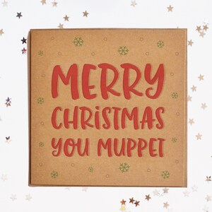 Feliz Navidad Que Tarjeta de Marioneta, Tarjeta de Navidad divertida, Tarjeta de Navidad rústica, Tarjeta Hipster, Tarjeta de broma
