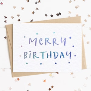Vrolijke verjaardag A6 kaart, feestelijke kaart, feestkaart, iemand speciale kaart, kerstverjaardagskaart, hemelse kaart, Stargazer