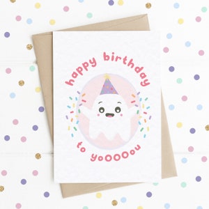 Buon compleanno a YoOOOou Biglietto A6 per celebrazione del fantasma carino, biglietto di compleanno divertente, biglietto di compleanno carino, biglietto di amico
