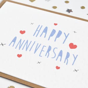 Happy Anniversary Hearts & Kisses A6 Card, Love Card. Anniversary Card, Rustic Card, Happy Couple, Boho image 2