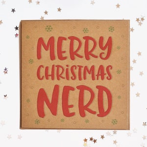 Cartolina di buon Natale Nerd, Funny Christmas Card, rustico Christmas Card, carta di Hipster, scherzo, Geek Nerd carta