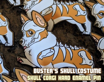 Buster's Skull Corgi Costume Enamel Pin