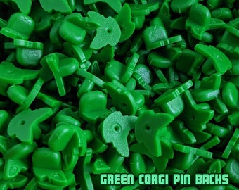 Green Corgi Pin Backs