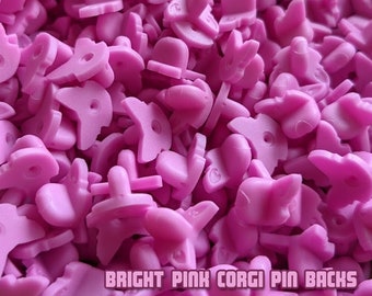 Bright Pink Corgi Pin Backs