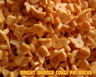 Bright Orange Corgi Pin Backs