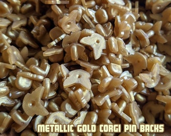Metallic Gold Corgi Pin Backs