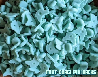 Mint Corgi Pin Backs