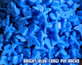 Bright Blue Corgi Pin Backs