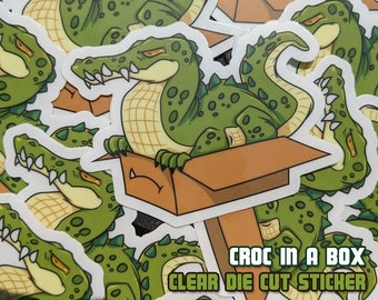 Croc In A Box Die Cut Sticker - Clear