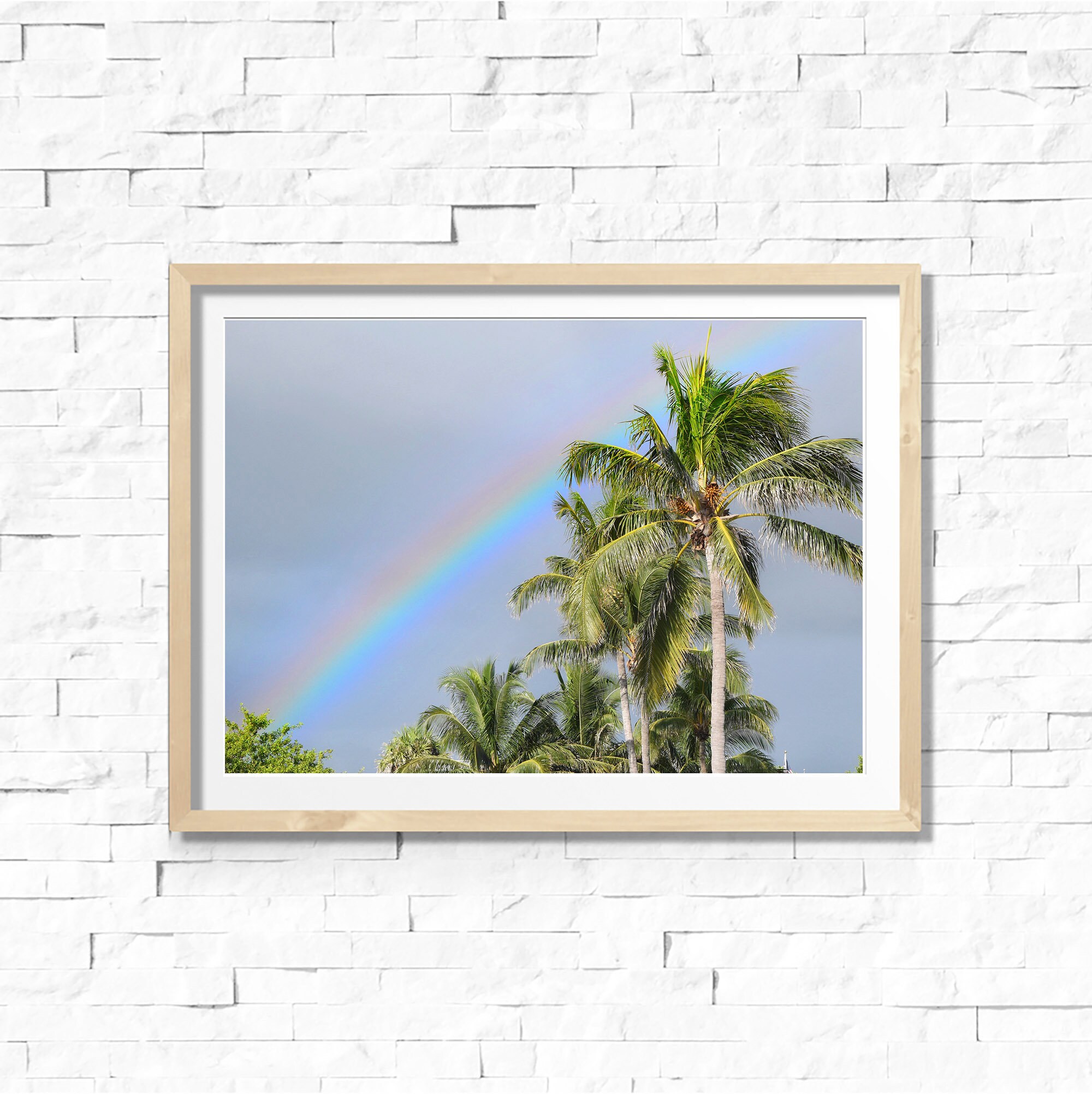 Rainbow Print, Beach Print, Palm Tree Print, Rainbow Beach Print