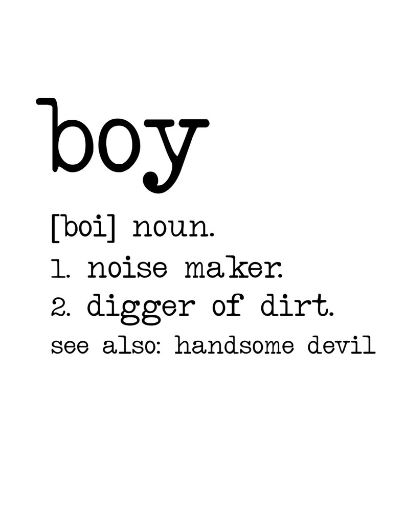 Boy Definition Nursery or Playroom Printable INSTANT Etsy