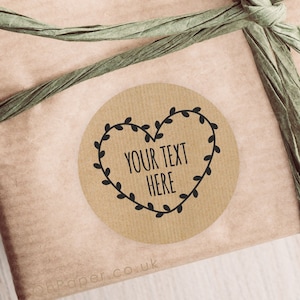 Adesivi Kraft HEART CROWN / testo proprio / Personalizzato / Etichette di nozze / Etichette adesive rotonde / Matrimonio / Save the Date