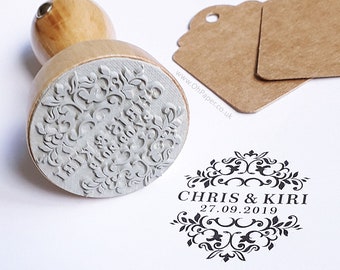 Wedding Invitation stamp PERSONALIZED Save The Date Stamp  - Custom Rubber Stamp -  Ornament wedding stamp - PERSONALISED