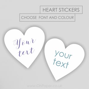 Pegatinas de CORAZÓN / TU TEXTO pegatinas / Personalizado / Pegatinas personalizadas / Pegatinas en forma de corazón / Pegatinas de boda / Favores de fiesta / Cumpleaños