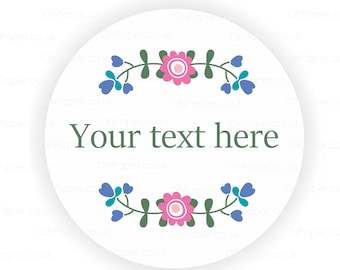 PERSONALISED  YOUR TEXT stickers / Custom Labels /  Flower Stickers / personalized Sticky Labels / Wedding / Save the Date / Packaging
