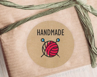 Kraft stickers HANDMADE product Labels / Brown Stickers / Round Sticky Labels / Packaging