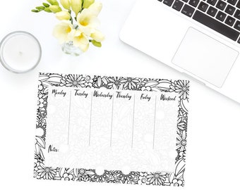 Printable Planner / To Do List / Weekly organizer / Printable Coloring One Page Weekly Tasks  / Week Planner / colouring planner