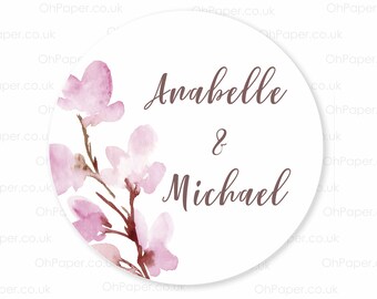 wedding blossom stickers / Custom Favours stickers / YOUR TEXT stickers / Custom Labels / Sticky Labels / Wedding / Save the Date