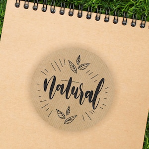 Kraftstickers NATUURLIJK product Etiketten / Bruine Stickers / Ronde Plaketiketten / Verpakking