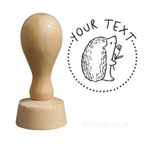 HÉRISSON - Tampon en caoutchouc personnalisé - votre texte - Timbre de faveurs de balises - Timbre d'invitations - Merci - personnalisé / sur mesure / sur mesure