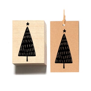TIMBRE SAPIN DE NOËL Timbre de Noël + étiquettes volantes + tampon encreur