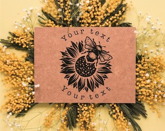 Personalized BEE and SUNFLOWER stamp - ex libris stamp - stamp for beekeeper - honey bee stamp - return address stamp -  personalised