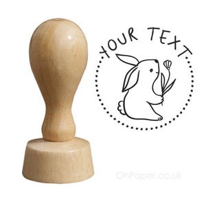 LAPIN - Tampon en caoutchouc personnalisé - votre texte - Tampon pour des faveurs d'étiquettes - Tampon d'invitations - Merci - personnalisé / personnalisé / sur mesure