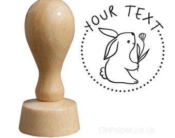 BUNNY - Personalised Rubber Stamp - your text - Tags  Favours stamp - Invitations Stamp  - Thank you - personalized / custom / bespoke