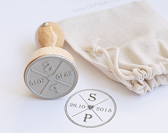 Personalised Wedding / Save The Date Stamp  - Wedding Invitations Stamp - Custom Wooden Rubber Stamp - Name and date stamp - Tags stamp