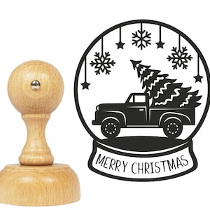 Francobollo auto di Natale / timbro di gomma / Francobollo di legno BUON NATALE