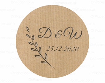 Wedding stickers - YOUR OWN TEXT / Personalised Custom Labels / Brown Stickers / Round Sticky Labels / Wedding / Save the Date / Packaging