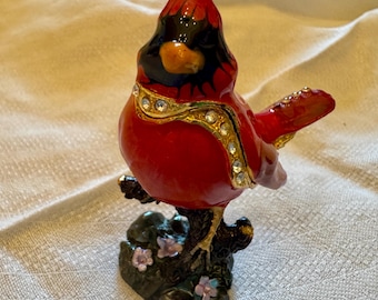 Bejeweled Cardinal Trinket Box