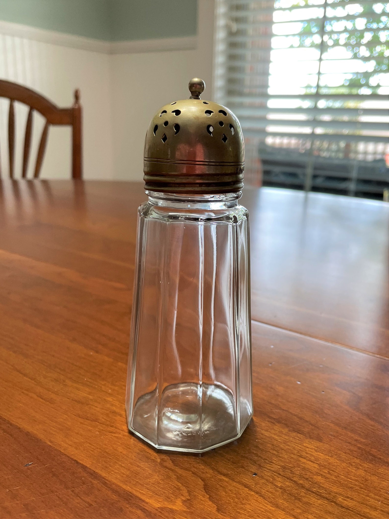 Antique Clear Glass Sugar Shaker With E.P.N.S. Screw On Dome Etsy