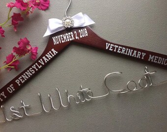 1st White Coat Hanger, White Coat Ceremony Gift ,Doctor Hanger,  Medical School Graduation Gift, Physical Therapist Hanger, PT Gift