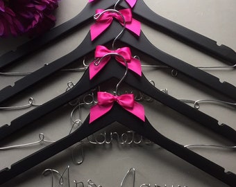 Set of 8 - FREE SHIPPING-Bridal Party Hangers, Bridesmaid Hangers, Bride Hangers, Personalized Wedding Hangers,  Bridesmaid Gift, Wedding