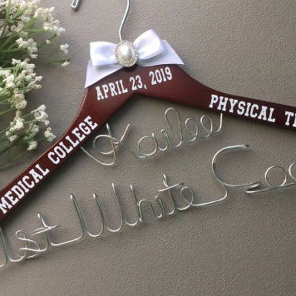 1st White Coat Hanger, White Coat Ceremony Gift ,Doctor Hanger,  Medical School Graduation Gift, Physical Therapist Hanger, PT Gift