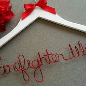 Firefighter Custom Wire Wedding Hanger with the extra special detail.  Great wedding and engagement gift.