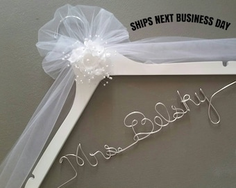 Special - Ship Next Business Day - Personalized Wedding Hanger, Bridal Hanger, Bride's Gift, Wedding Shower Gift, Wedding Dress Hanger