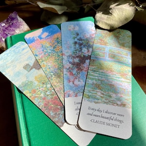 Claude Monet Bookmarks, Famous Artwork Bookmark Gifts, Art Bookmarks, Garden Gifts, Claude Monet Quote Bookmarks, Bookish Gifts