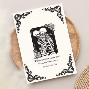 Carte Edgar Allan Poe We Loved With a Love That Was More than Love, Carte d'amour gothique, Carte d'anniversaire gothique, Saint-Valentin gothique, Emo, Carte de voeux