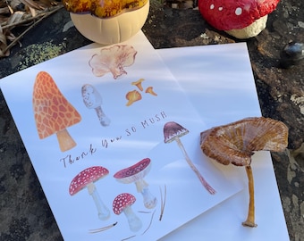 Mushroom Card, Mushroom Lovers Card, Thank You Card, Anytime Card, Mycologist Gift, Cottagecore Card, Mushroom Notecard, Thank You Greeting