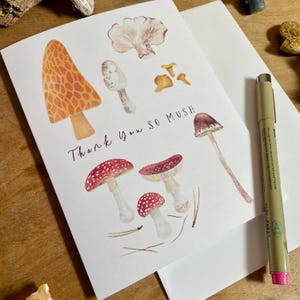 Paddenstoelkaart, kaart voor liefhebbers van paddenstoelen, bedankkaart, Anytime Card, cadeau mycoloog, Cottagecore-kaart, kaart met paddenstoelen, bedankkaart